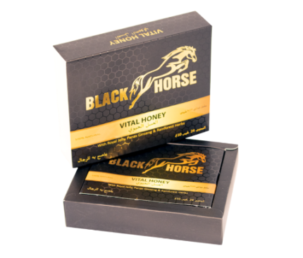 Black Horse Vital Honey, 10g x 24 Sachets, 100% Natural Energy Supplement with Royal Jelly, Panax Ginseng & Rainforest Herbs for Men
